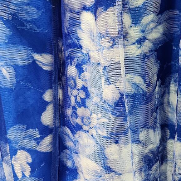 Windsor Womens Blue Floral Maxi Skirt Size SM Mesh Fairycore Coquette Formal - Picture 3 of 10